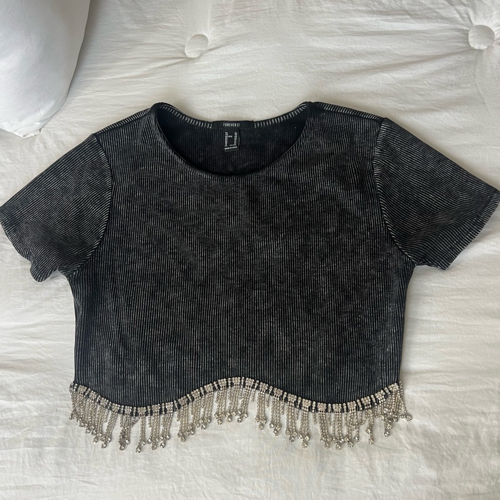 Forever 21 Crop Top With Jewels Size XL